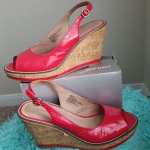 Old Navy Patent Leather Slingback Wedges